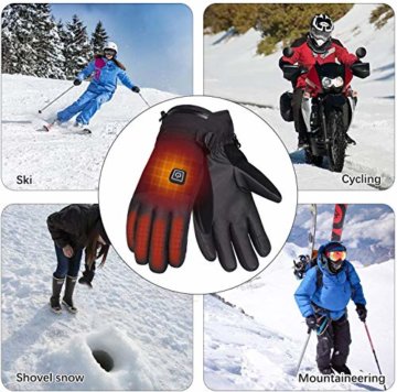 Beheizbare Handschuh 7.4V/4000mAh Winterhandschuhe Herren Damen 3-Stufen Temperaturregelung für Arbeiten im Freien Skifahren, Motorrad - 3