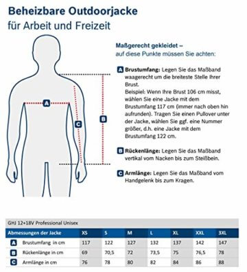 Bosch Professional Beheizbare Jacke GHJ 12+18V Unisex (ohne Akku, 12/18 Volt, Schwarz, Größe L, im Karton) - 3