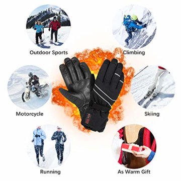 Elektrische Beheizbare Handschuh Wiederaufladbar 7.4V 2200mAh Batterie, Winterhandschuhe mit Temp Power LCD Digitalanzeige, Einstellbare Temp 40-65 ℃, Wasserdicht Warm Handschuhe für Motorrad Jagen - 4
