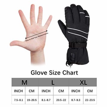 Elektrische Beheizbare Handschuh Wiederaufladbar 7.4V 2200mAh Batterie, Winterhandschuhe mit Temp Power LCD Digitalanzeige, Einstellbare Temp 40-65 ℃, Wasserdicht Warm Handschuhe für Motorrad Jagen - 7
