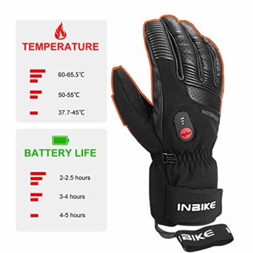 INBIKE Akku Beheizbare Handschuhe Damen Herren Kinder Motorrad Skihandschuhe Winter Beheizte Ski Hnadschuhe mit Heizung Schwarz XL - 2