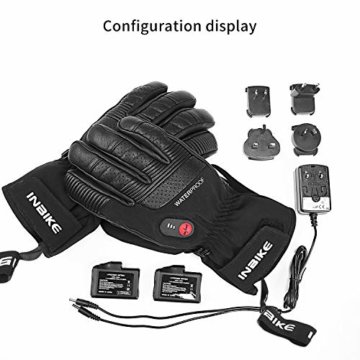 INBIKE Akku Beheizbare Handschuhe Damen Herren Kinder Motorrad Skihandschuhe Winter Beheizte Ski Hnadschuhe mit Heizung Schwarz XL - 3