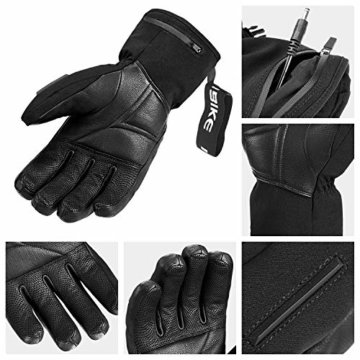 INBIKE Akku Beheizbare Handschuhe Damen Herren Kinder Motorrad Skihandschuhe Winter Beheizte Ski Hnadschuhe mit Heizung Schwarz XL - 4