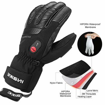 INBIKE Akku Beheizbare Handschuhe Damen Herren Kinder Motorrad Skihandschuhe Winter Beheizte Ski Hnadschuhe mit Heizung Schwarz XL - 5