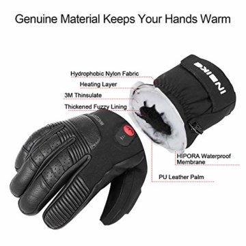 INBIKE Akku Beheizbare Handschuhe Damen Herren Kinder Motorrad Skihandschuhe Winter Beheizte Ski Hnadschuhe mit Heizung Schwarz XL - 6