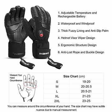 INBIKE Akku Beheizbare Handschuhe Damen Herren Kinder Motorrad Skihandschuhe Winter Beheizte Ski Hnadschuhe mit Heizung Schwarz XL - 7