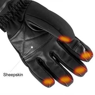 SAVIOR beheizte Handschuhe für Männer und Frauen, Palm Lederhandschuhe für Winterski und Eislaufen, Arthritis Handschuhe und 7.4V 2200 Mah Elektrische wiederaufladbare Batterien Handschuhe (Schwarz) - 3