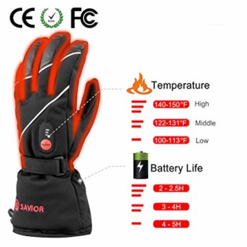 SAVIOR beheizte Handschuhe für Männer und Frauen, Palm Lederhandschuhe für Winterski und Eislaufen, Arthritis Handschuhe und 7.4V 2200 Mah Elektrische wiederaufladbare Batterien Handschuhe (Schwarz) - 5