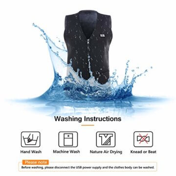 Slimerence Damen Elektrische Beheizte Weste USB-Lade Erhitzt 5 Infrarot-Heizelemente aus Carbon Fiber Reißverschluss Einstellbare Temperatur für Körperwärmer in Winter Outdoor Camping Schwarz XL - 3