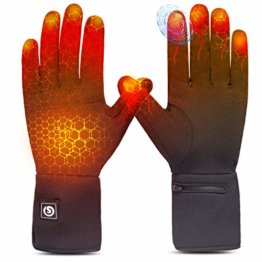 Sun Will elektrische beheizte Handschuhe für Herren Damen，wiederaufladbar beheizbare Winter Handschuhe für Outdoor Fahrrad Motorad Ski Snowdoard Jagd (Schwarz-, M-L) - 1