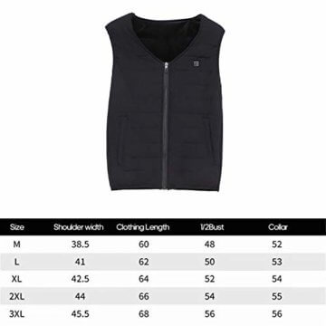 Zhengowen Heizweste Intelligente Elektrische Heizweste Heizung Kleidung Taucher Heizweste für Outdoor-Sportarten (Farbe : Black, Size : XXX-Large) - 7